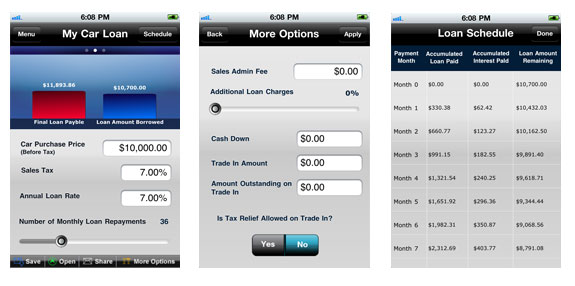 My Car Loan App Screens