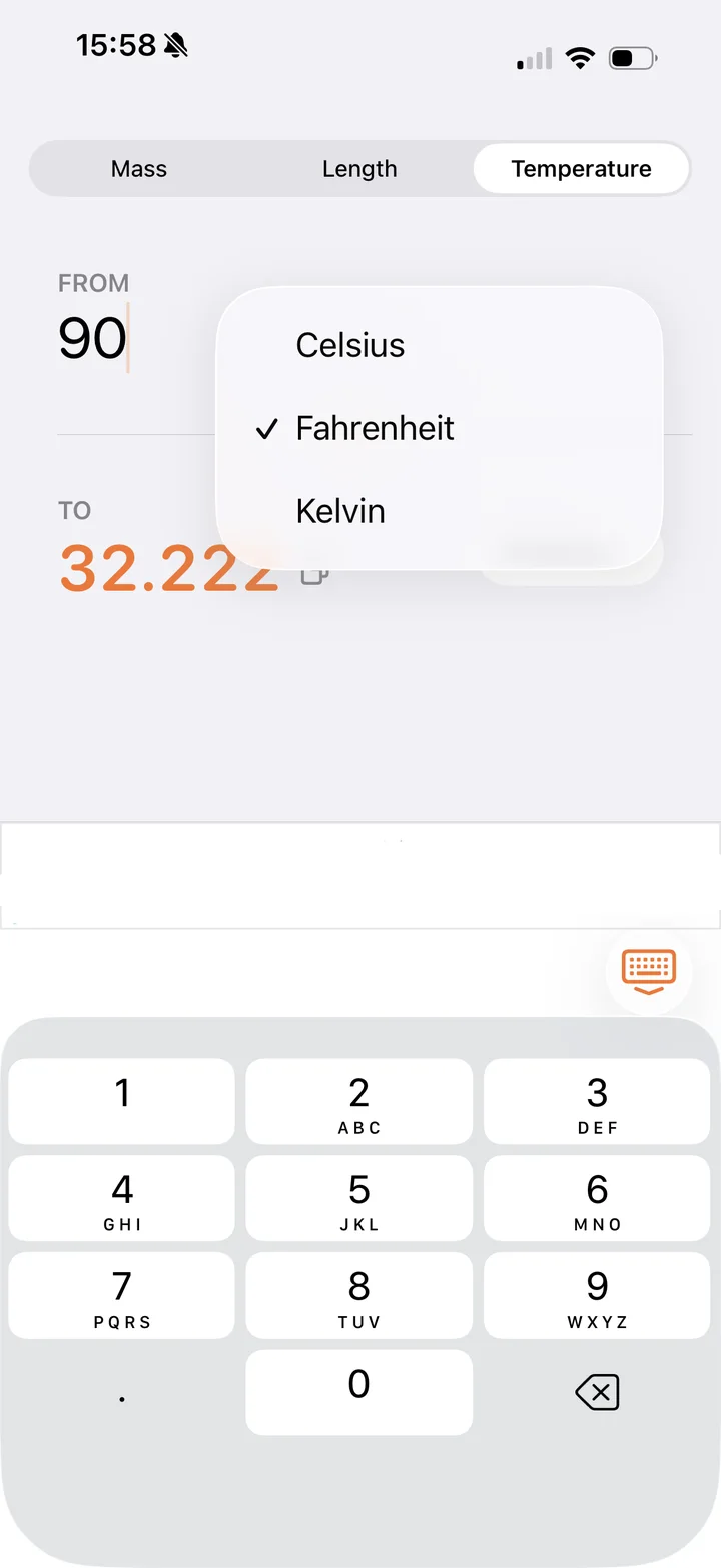 Convert Smart unit picker switching between Celsius, Fahrenheit and Kelvin